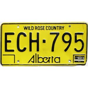 1978 Alberta License Plate #ECH795