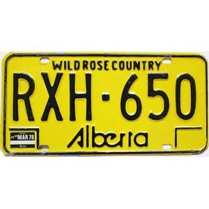 1978 Alberta License Plate #RXH650