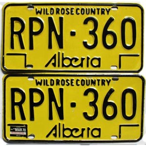 1978 Alberta License Plates Pair #RPN360