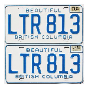 1978 British Columbia License Plates Pair #LTR813