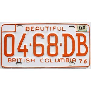 1978 British Columbia Truck License Plate #0468DB