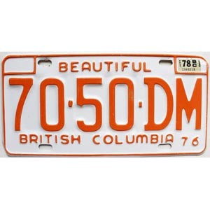 1978 British Columbia Truck License Plate #7050DM