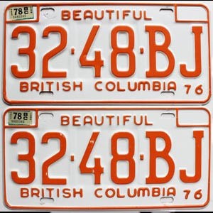 1978 British Columbia Truck License Plates Pair #3248BJ