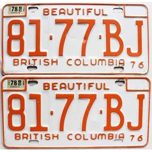1978 British Columbia Truck License Plates Pair #8177BJ