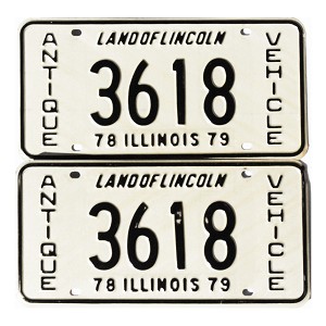 1978 Illinois Antique Vehicle License Plates Pair #3618