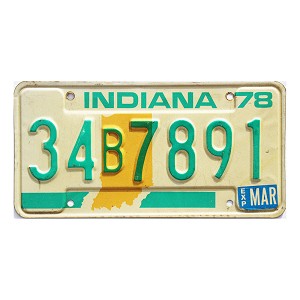 1978 Indiana License Plate #34B7891