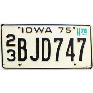 1978 Iowa License Plate #BJD747
