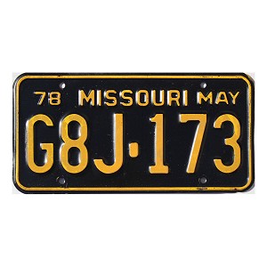 1978 Missouri License Plate #G8J173