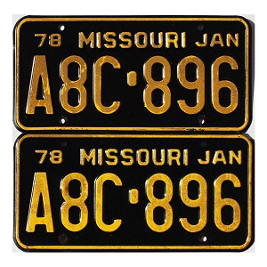 1978 Missouri License Plates Pair #A8C896