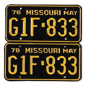 1978 Missouri License Plates Pair #G1F833