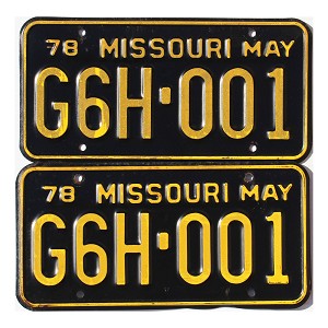 1978 Missouri License Plates Pair #G6H001