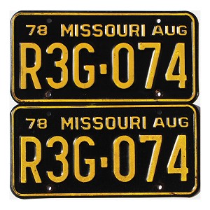 1978 Missouri License Plates Pair #R3G074