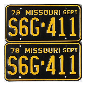1978 Missouri License Plates Pair #S6G411