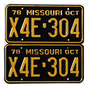 1978 Missouri License Plates Pair #X4E304