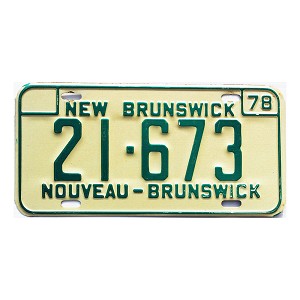 1978 New Brunswick License Plate #21673