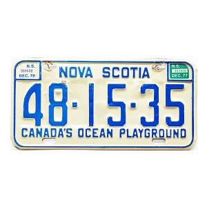 1978 Nova Scotia License Plate #481535
