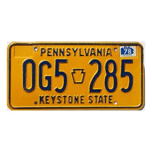 1978 Pennsylvania License Plate #0G5285