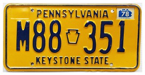 1978 Pennsylvania License Plate #M88351