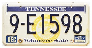 1978 Tennessee License Plate #9E1598
