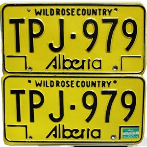 1979 Alberta License Plates Pair #TPJ979
