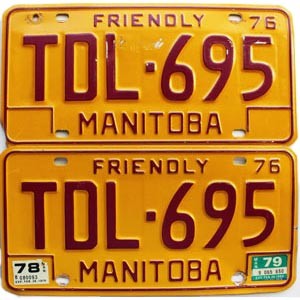 1979 Manitoba License Plates Pair #TDL695
