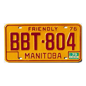 1979 Manitoba License Plate #BBT804