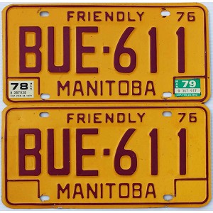 1979 Manitoba License Plates Pair #BUE611