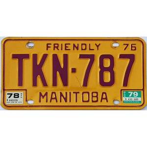 1979 Manitoba Truck License Plate #TKN787