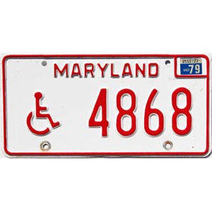 1979 Maryland Disabled License Plate #4868