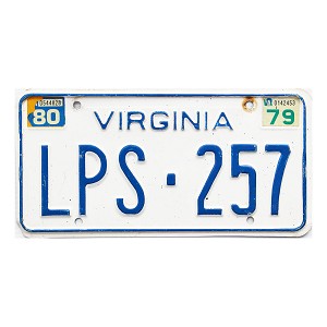 1979 Virginia License Plate #LPS257