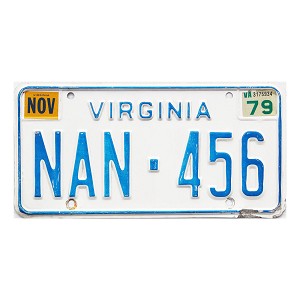 1979 Virginia License Plate #NAN456