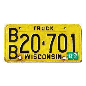 1979 Wisconsin Truck License Plate #BB20701