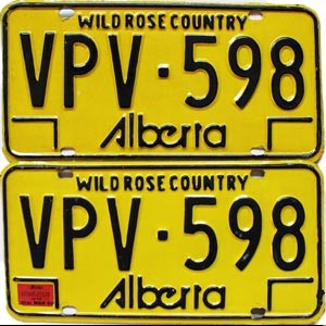 1980 Alberta License Plates Pair #VPV598
