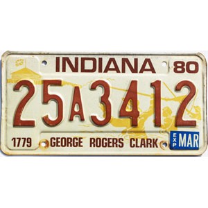 1980 Indiana License Plate #25A3412