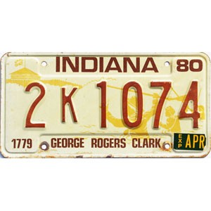 1980 Indiana License Plate #2K1074