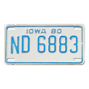 1980 Iowa Motorcycle License Plate #ND6883