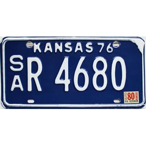 1980 Kansas License Plate #R4680