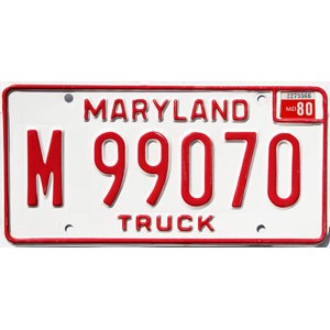 1980 Maryland Truck License Plate #M99070