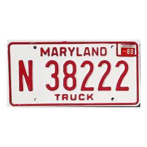 1980 Maryland Truck License Plate #N38222