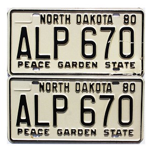 1980 North Dakota License Plates Pair #ALP670