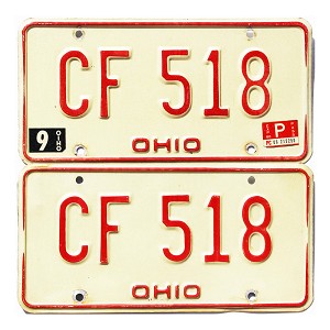 1980 Ohio License Plates Pair #CF518