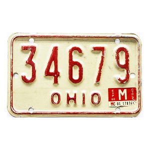 1980 Ohio Motorcycle License Plate #34679