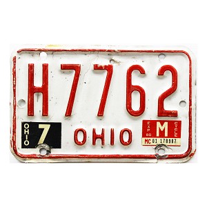 1980 Ohio Motorcycle License Plate #H7762
