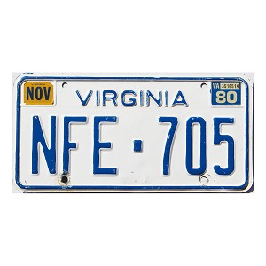 1980 Virginia License Plate #NFE705