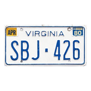 1980 Virginia License Plate #SBJ426