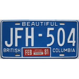 1981 British Columbia License Plate #JFH504