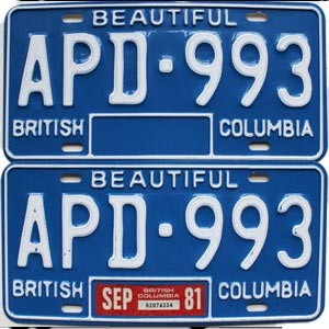 1981 British Columbia License Plates Pair #APD993