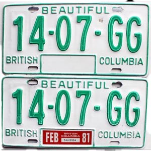 1981 British Columbia Truck License Plates Pair #1407GG