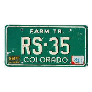 1981 Colorado Farm Tractor License Plate #RS35