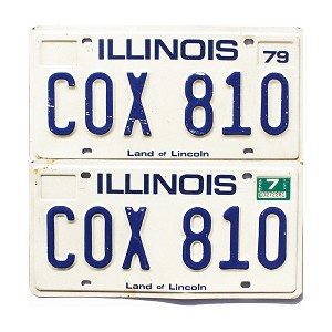 1981 Illinois License Plates Pair #COX810